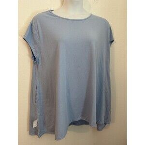 M Made in Italy Cotton Tunic Top Shirt Short Sleeve Blue Pockets Oversized New